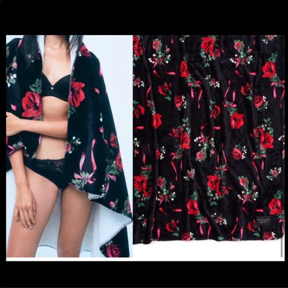 Black Victoria Secret Roses Blanket